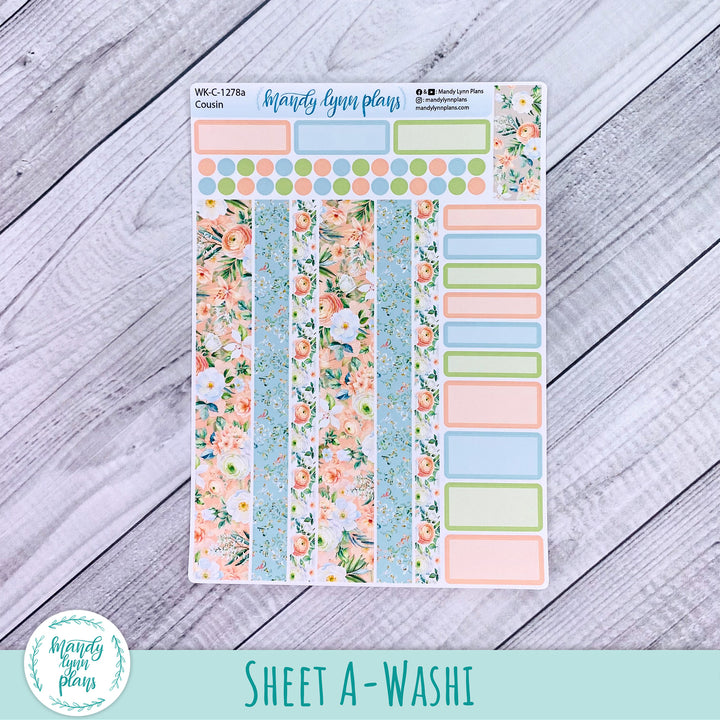 Hobonichi Cousin Weekly Kit || White and Peach Floral || WK-C-1278