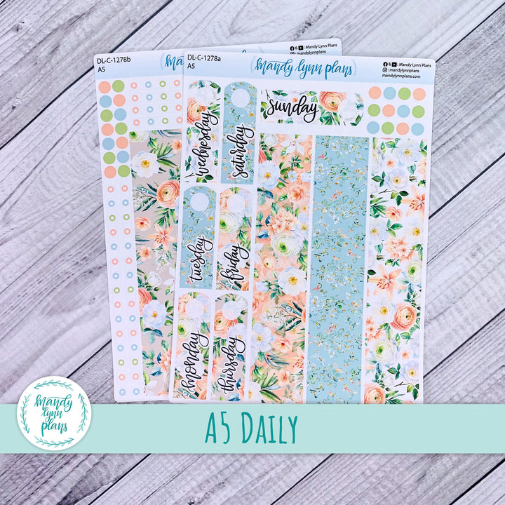 A5 Daily Kit || White and Peach Floral || DL-C-1278