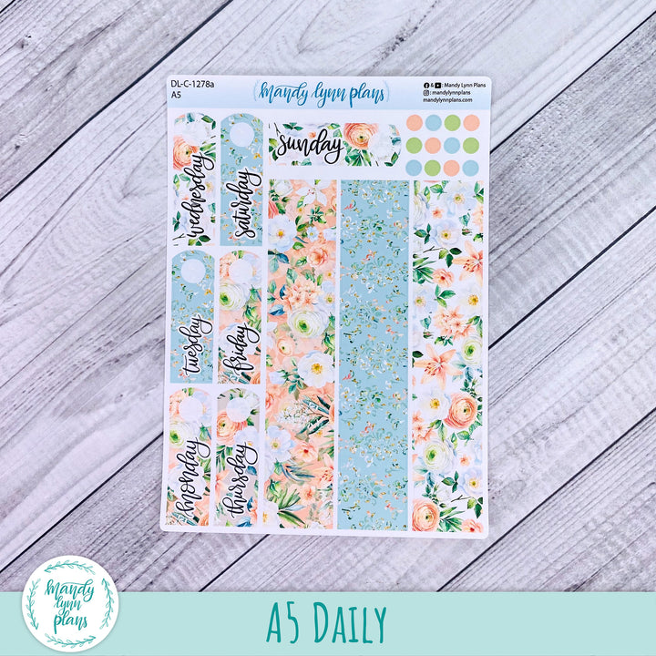 A5 Daily Kit || White and Peach Floral || DL-C-1278