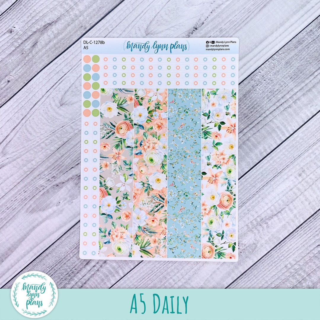 A5 Daily Kit || White and Peach Floral || DL-C-1278