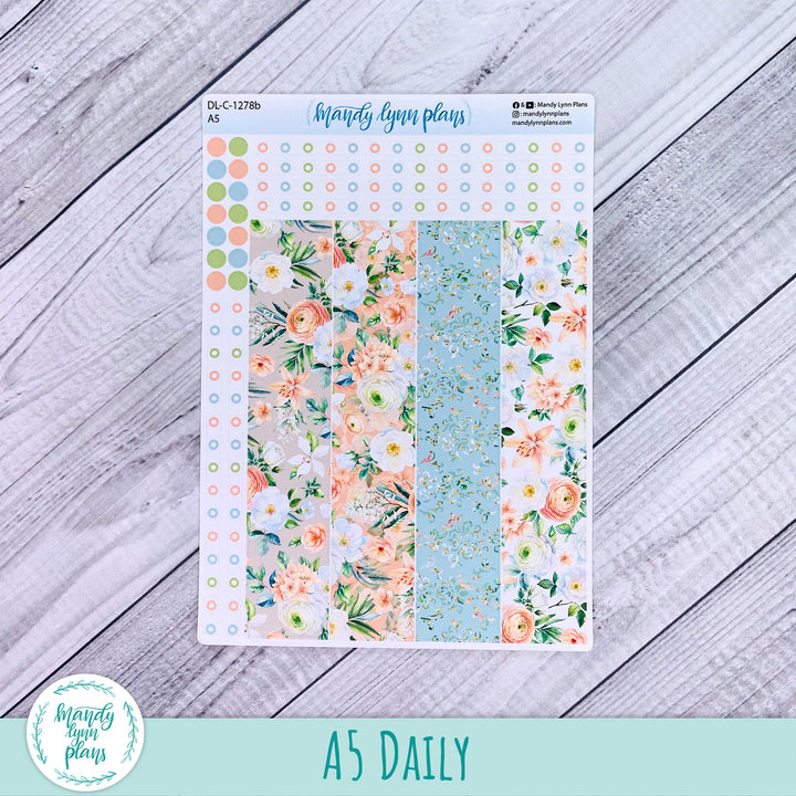 A5 Daily Kit || White and Peach Floral || DL-C-1278