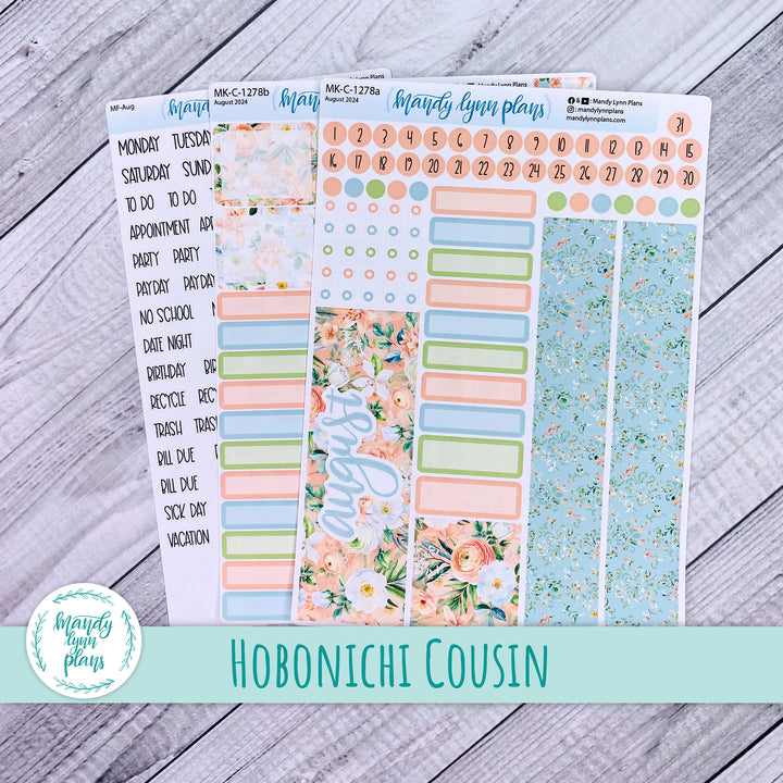 Hobonichi Cousin August 2024 Monthly || White and Peach Floral || MK-C-1278