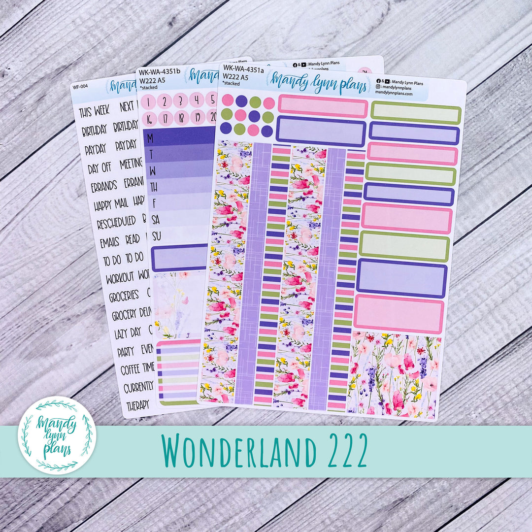Weekly Kit || Wonderland 222 A5, B6, A6 || Stacked, Unstacked, Horizontal || Floral Delight || 351