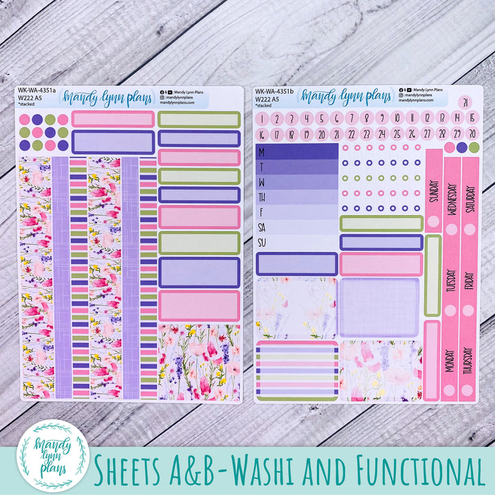 Weekly Kit || Wonderland 222 A5, B6, A6 || Stacked, Unstacked, Horizontal || Floral Delight || 351