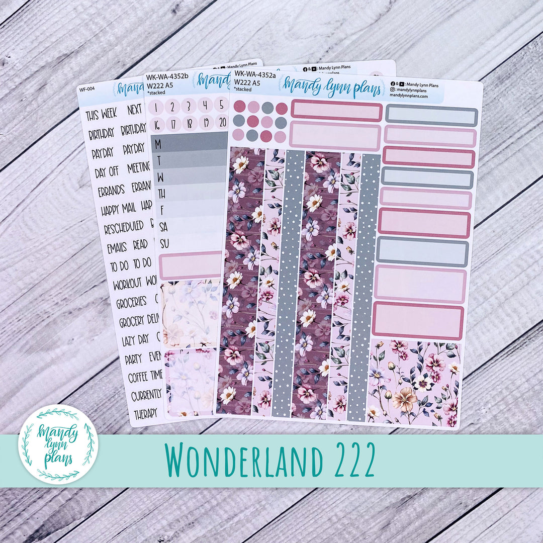 Weekly Kit || Wonderland 222 A5, B6, A6 || Stacked, Unstacked, Horizontal || Floral Elegance || 352