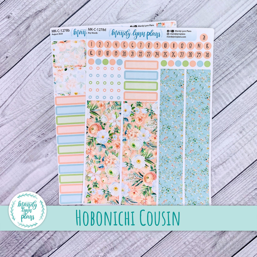 Any Month Hobonichi Cousin Monthly Kit || White and Peach Floral || MK-C-1278