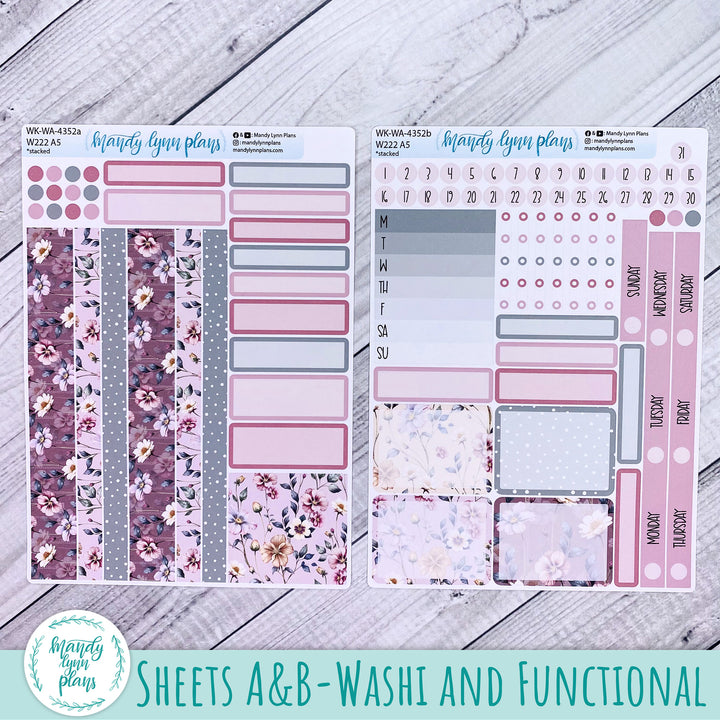 Weekly Kit || Wonderland 222 A5, B6, A6 || Stacked, Unstacked, Horizontal || Floral Elegance || 352