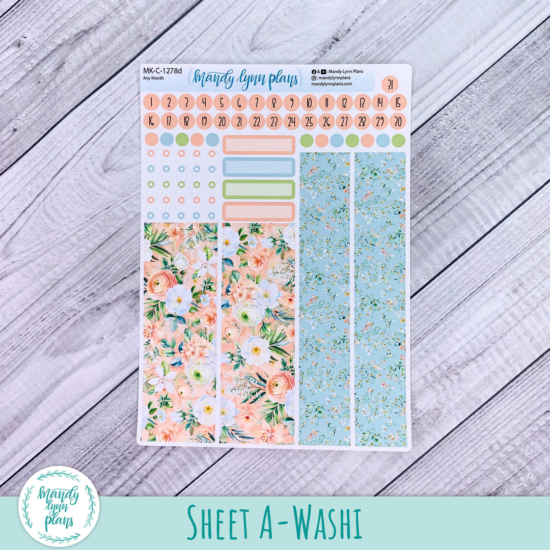 Any Month Hobonichi Cousin Monthly Kit || White and Peach Floral || MK-C-1278