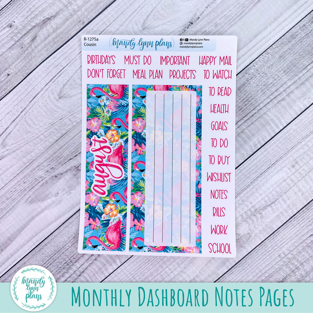 August Hobonichi Cousin Dashboard || Flamingos || R-1275