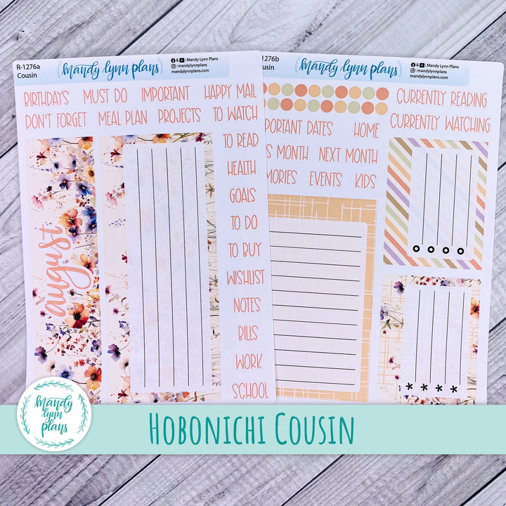 August Hobonichi Cousin Dashboard || Rustic Wildflowers || R-1276