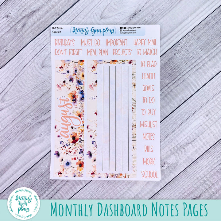 August Hobonichi Cousin Dashboard || Rustic Wildflowers || R-1276