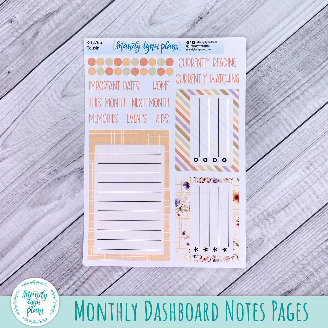 August Hobonichi Cousin Dashboard || Rustic Wildflowers || R-1276