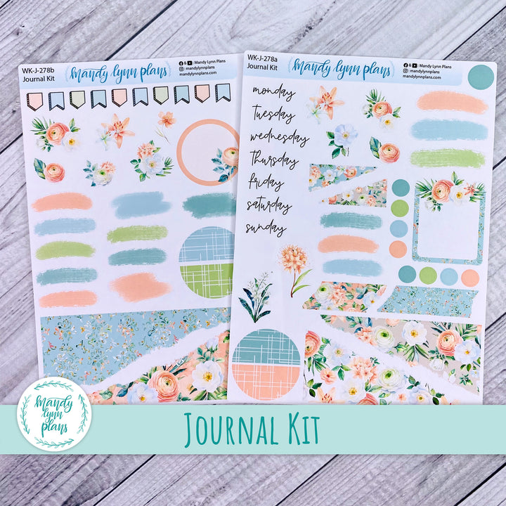 White and Peach Floral Journal Kit || WK-J-278