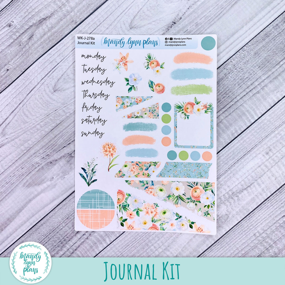 White and Peach Floral Journal Kit || WK-J-278