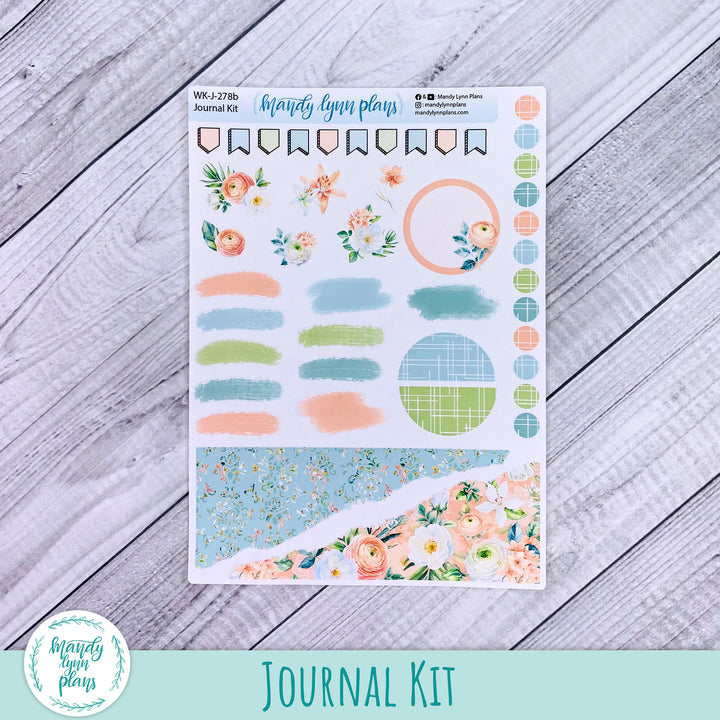 White and Peach Floral Journal Kit || WK-J-278