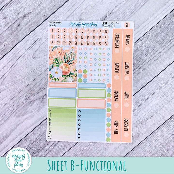 EC Hourly Weekly Kit || White and Peach Floral || WK-H-278