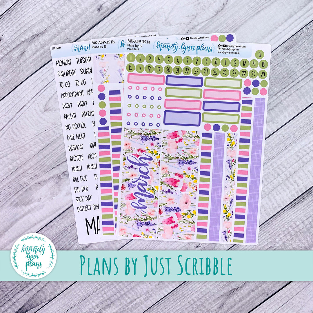 Monthly Kit || A5, B6, A6 Plans by Just Scribble || Floral Delight || 351