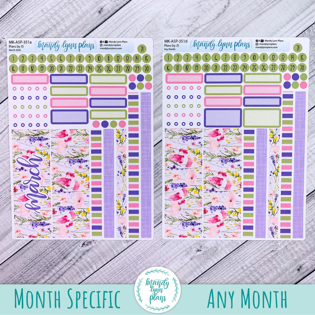 Monthly Kit || A5, B6, A6 Plans by Just Scribble || Floral Delight || 351