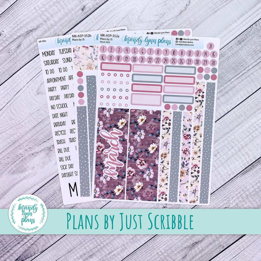 Monthly Kit || A5, B6, A6 Plans by Just Scribble || Floral Elegance || 352