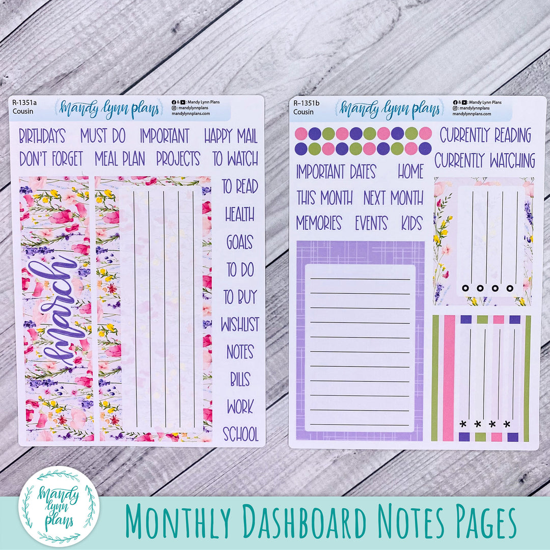 Dashboard Kit || Hobonichi, Common Planner, Wonderland 222, Plans by Just Scribble || Floral Delight || 351
