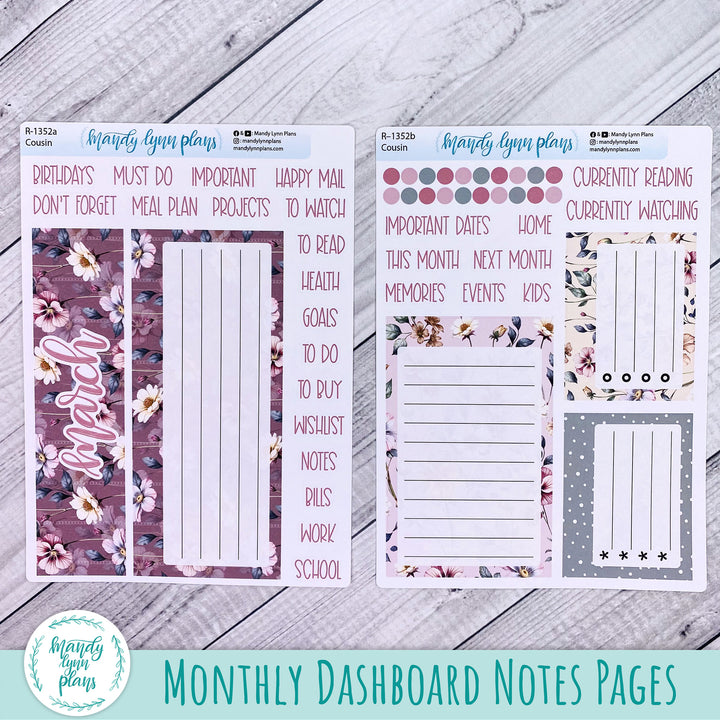 Dashboard Kit || Hobonichi, Common Planner, Wonderland 222, Plans by Just Scribble || Floral Elegance || 352