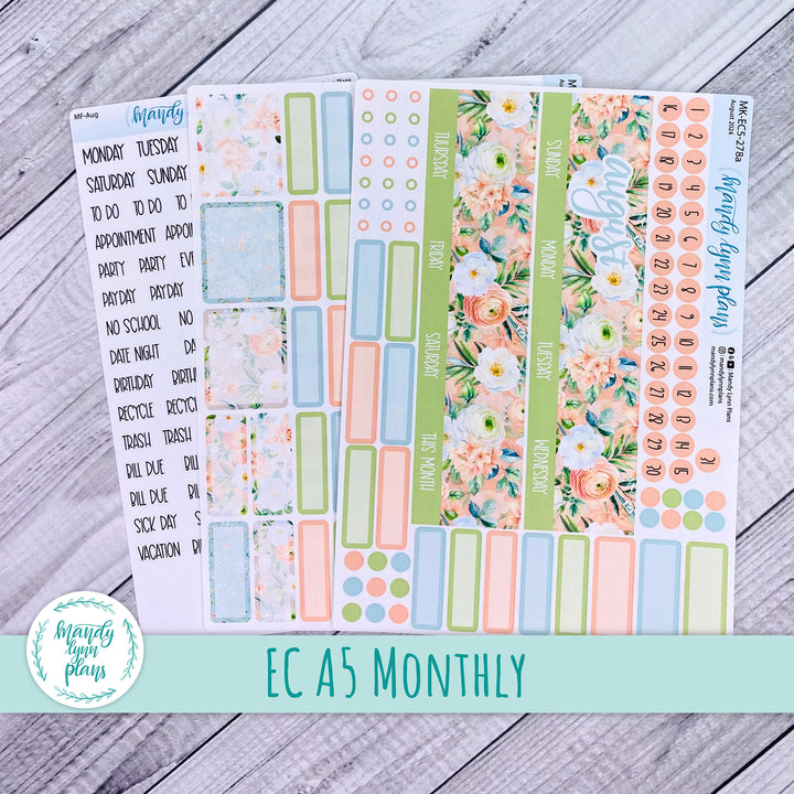 EC A5 August Monthly Kit || White and Peach Floral || MK-EC5-278