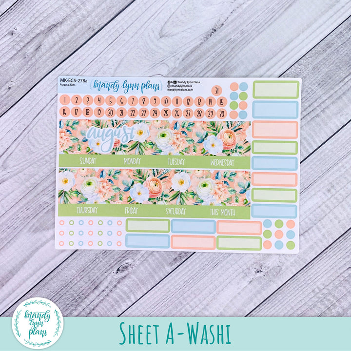 EC A5 August Monthly Kit || White and Peach Floral || MK-EC5-278