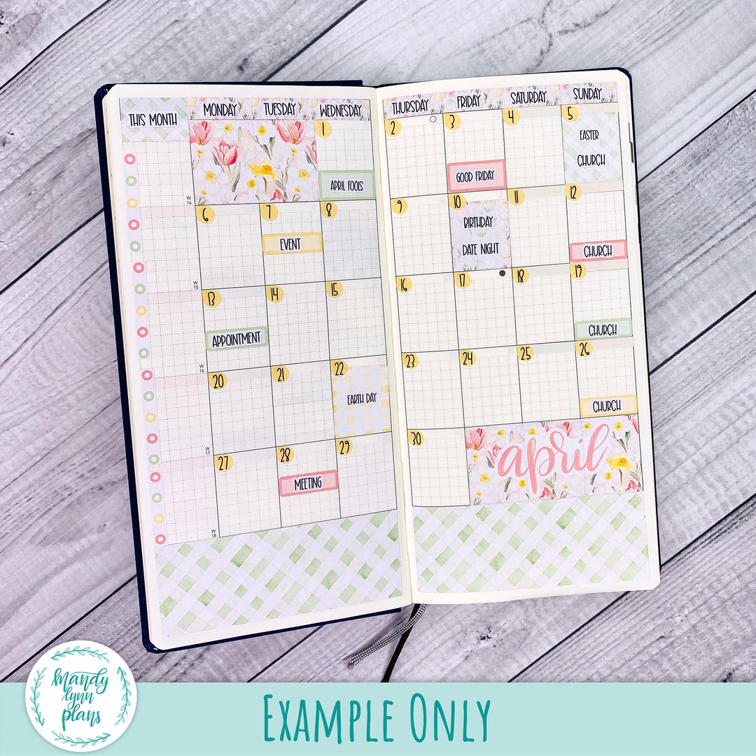 April 2026 or Any Month Monthly Kit || Hobonichi Cousin, Weeks, A6 || Mid-Century Floral || 356