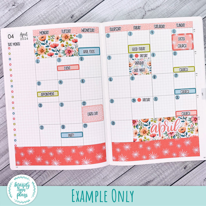 April 2026 or Any Month Monthly Kit || A5, B6, A6 Plans by Just Scribble || Happy Easter || 355