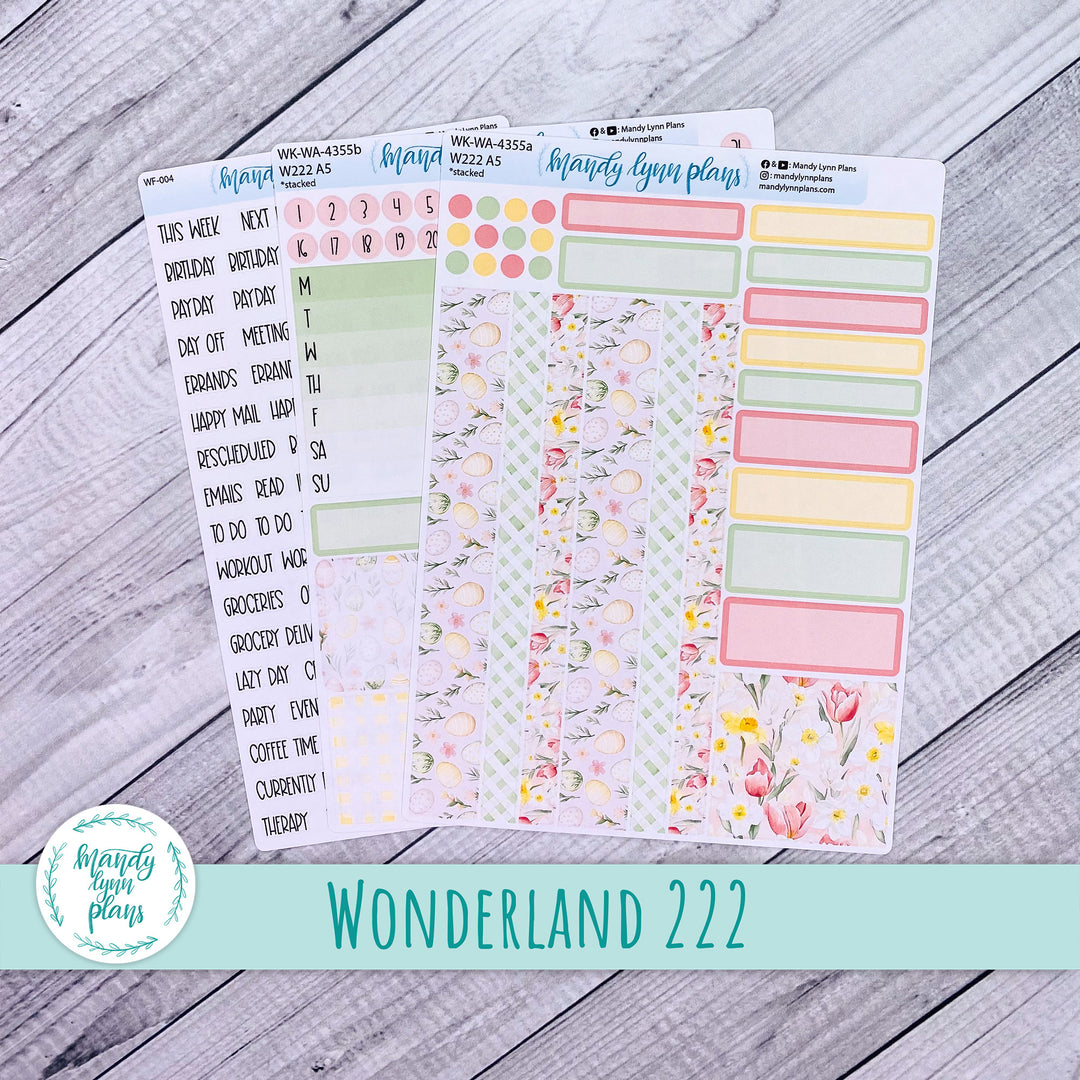 Weekly Kit || Wonderland 222 A5, B6, A6 || Stacked, Unstacked, Horizontal || Happy Easter || 355