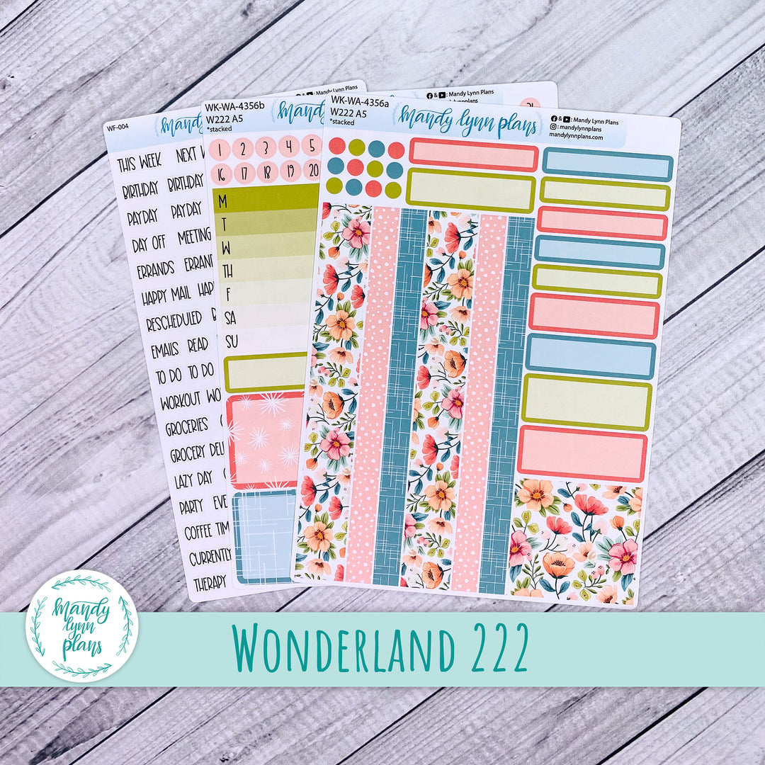 Weekly Kit || Wonderland 222 A5, B6, A6 || Stacked, Unstacked, Horizontal || Mid-Century Floral || 356