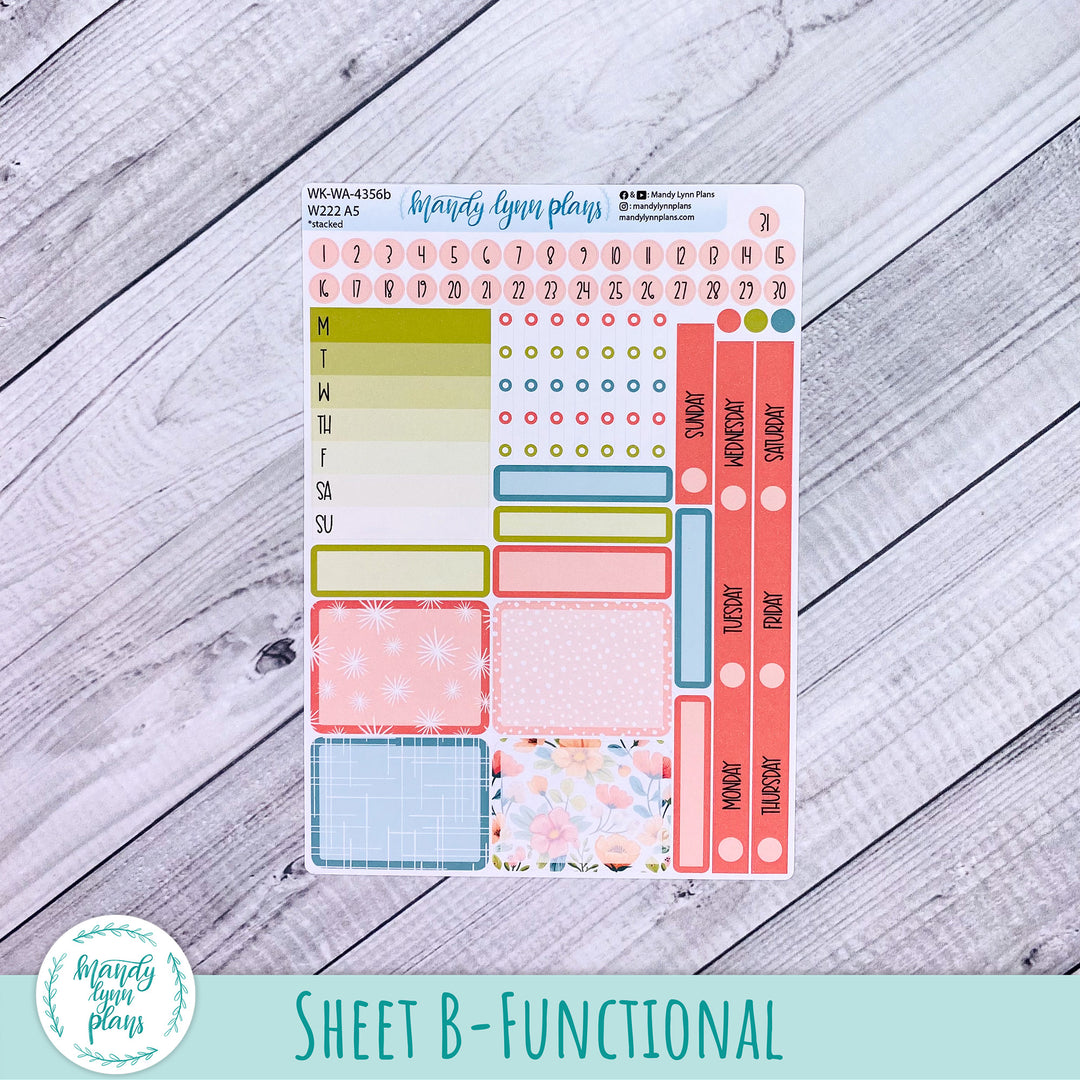 Weekly Kit || Wonderland 222 A5, B6, A6 || Stacked, Unstacked, Horizontal || Mid-Century Floral || 356