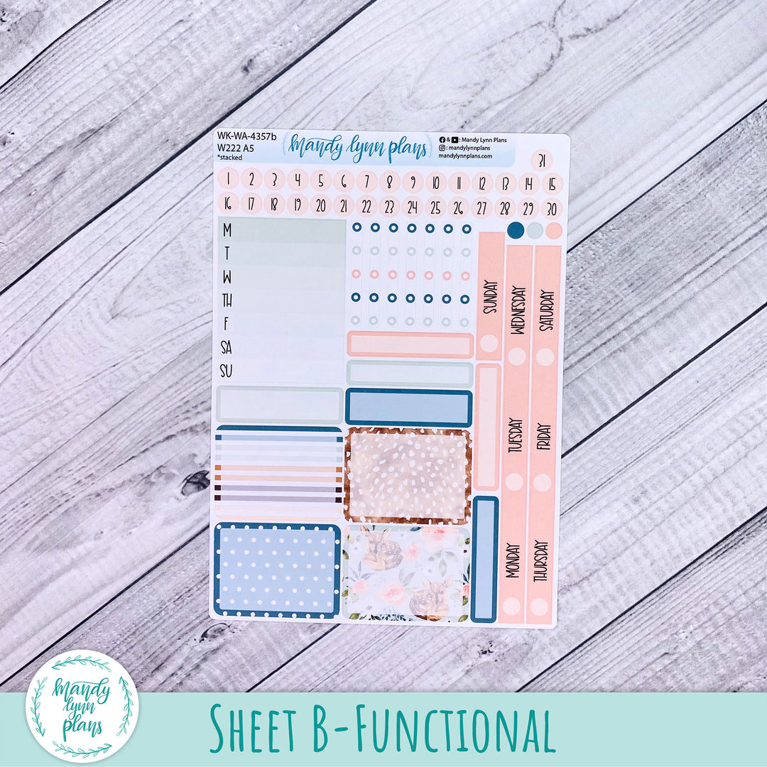 Weekly Kit || Wonderland 222 A5, B6, A6 || Stacked, Unstacked, Horizontal || Fawn || 357