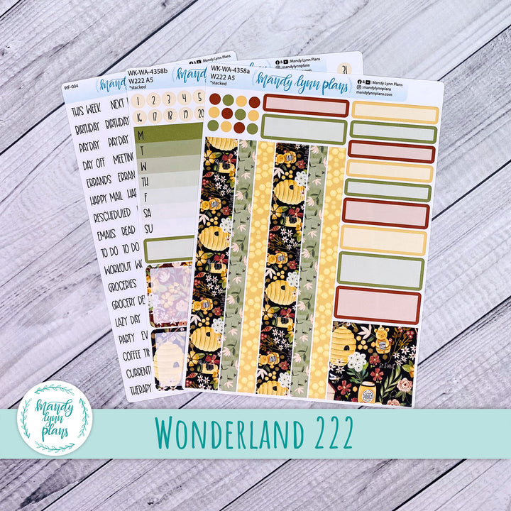 Weekly Kit || Wonderland 222 A5, B6, A6 || Stacked, Unstacked, Horizontal || Honey || 358
