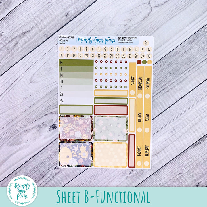 Weekly Kit || Wonderland 222 A5, B6, A6 || Stacked, Unstacked, Horizontal || Honey || 358