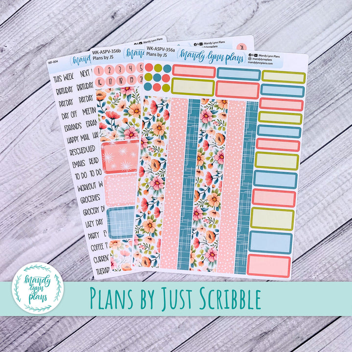Weekly Kit || A5, B6, A6 Plans by Just Scribble || Mid-Century Floral || 356