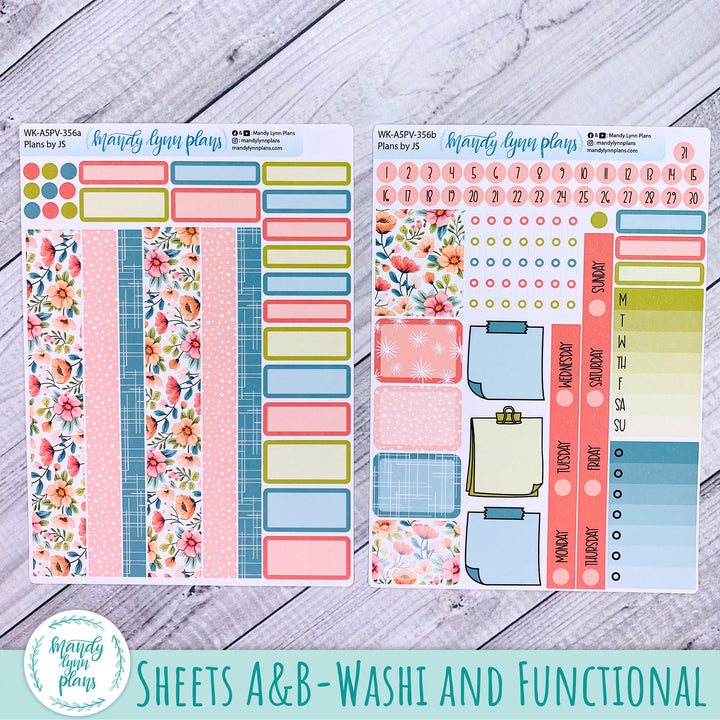 Weekly Kit || A5, B6, A6 Plans by Just Scribble || Mid-Century Floral || 356