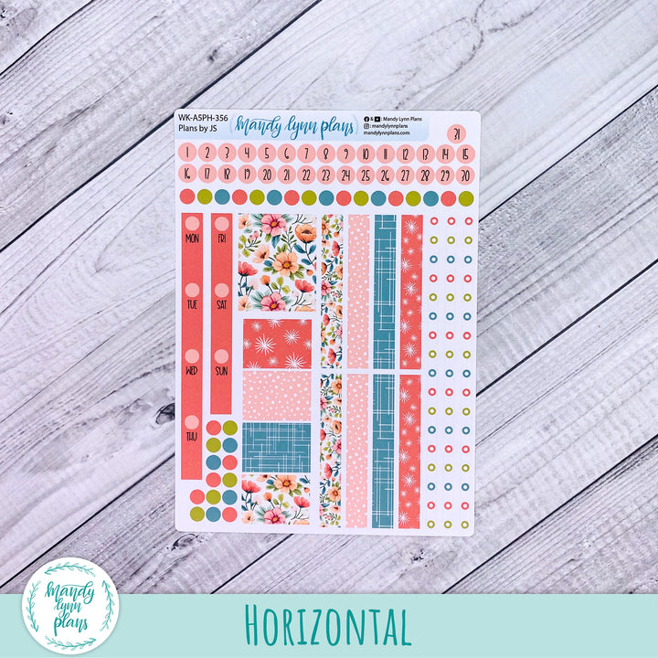 Weekly Kit || A5, B6, A6 Plans by Just Scribble || Mid-Century Floral || 356