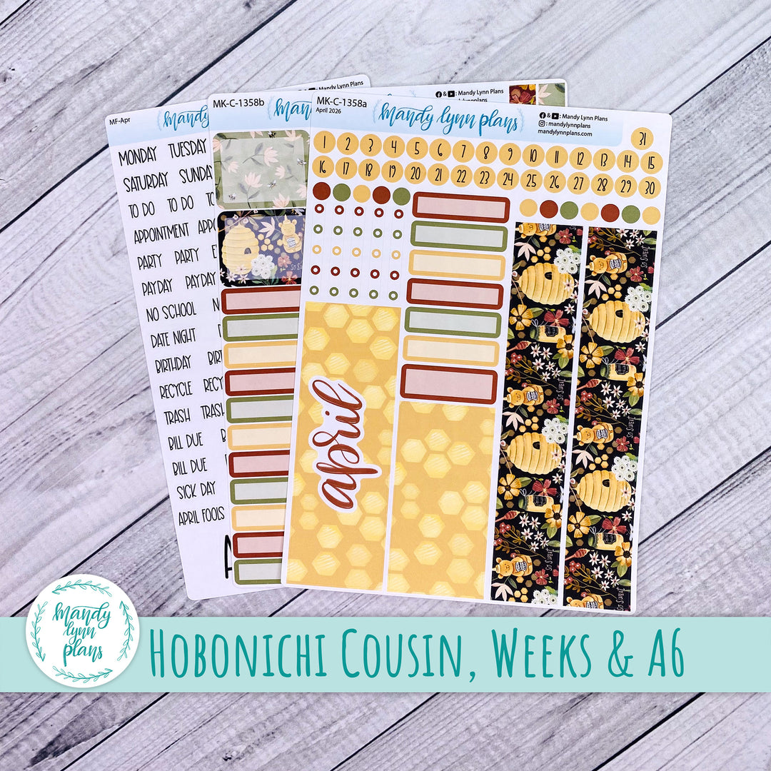 April 2026 or Any Month Monthly Kit || Hobonichi Cousin, Weeks, A6 || Honey || 358