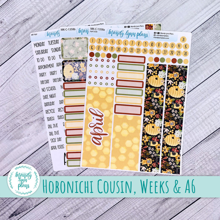 April 2026 or Any Month Monthly Kit || Hobonichi Cousin, Weeks, A6 || Honey || 358