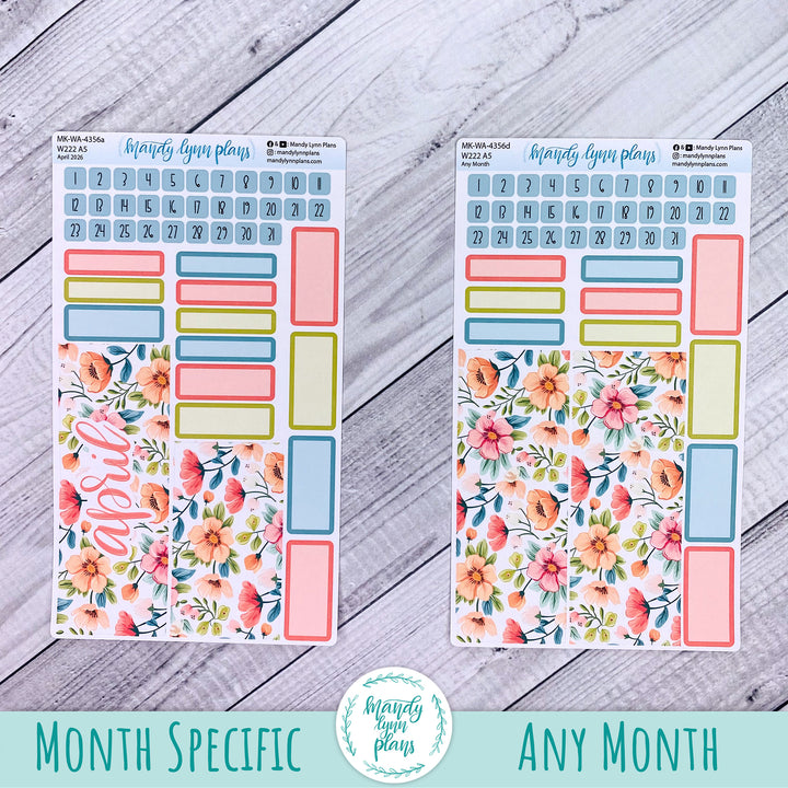 April 2026 or Any Month Monthly Kit || Wonderland 222 A5, B6, A6 || Mid-Century Floral || 356