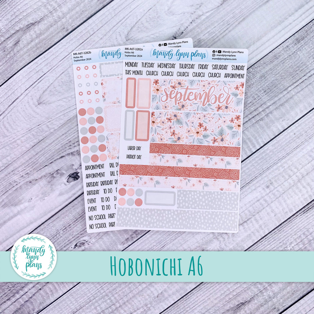 Hobonichi A6 September 2024 Monthly Kit || Misty Rose Floral || MK-A6T-3282