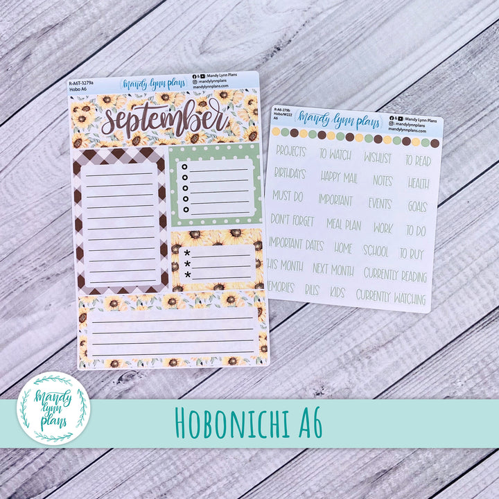 September A6 Hobonichi Dashboard || Sunflower Patch || R-A6T-3279