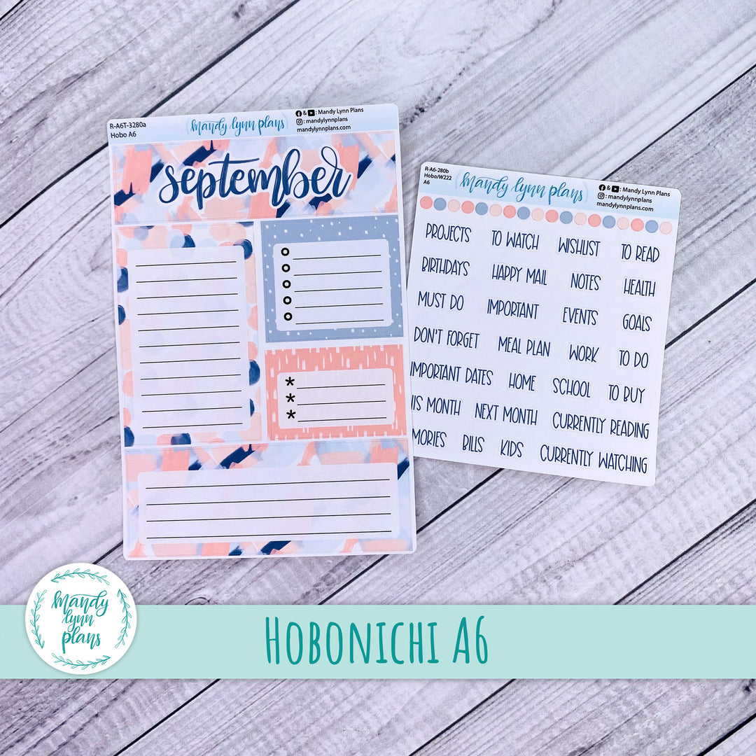 September A6 Hobonichi Dashboard || Navy Blush || R-A6T-3280