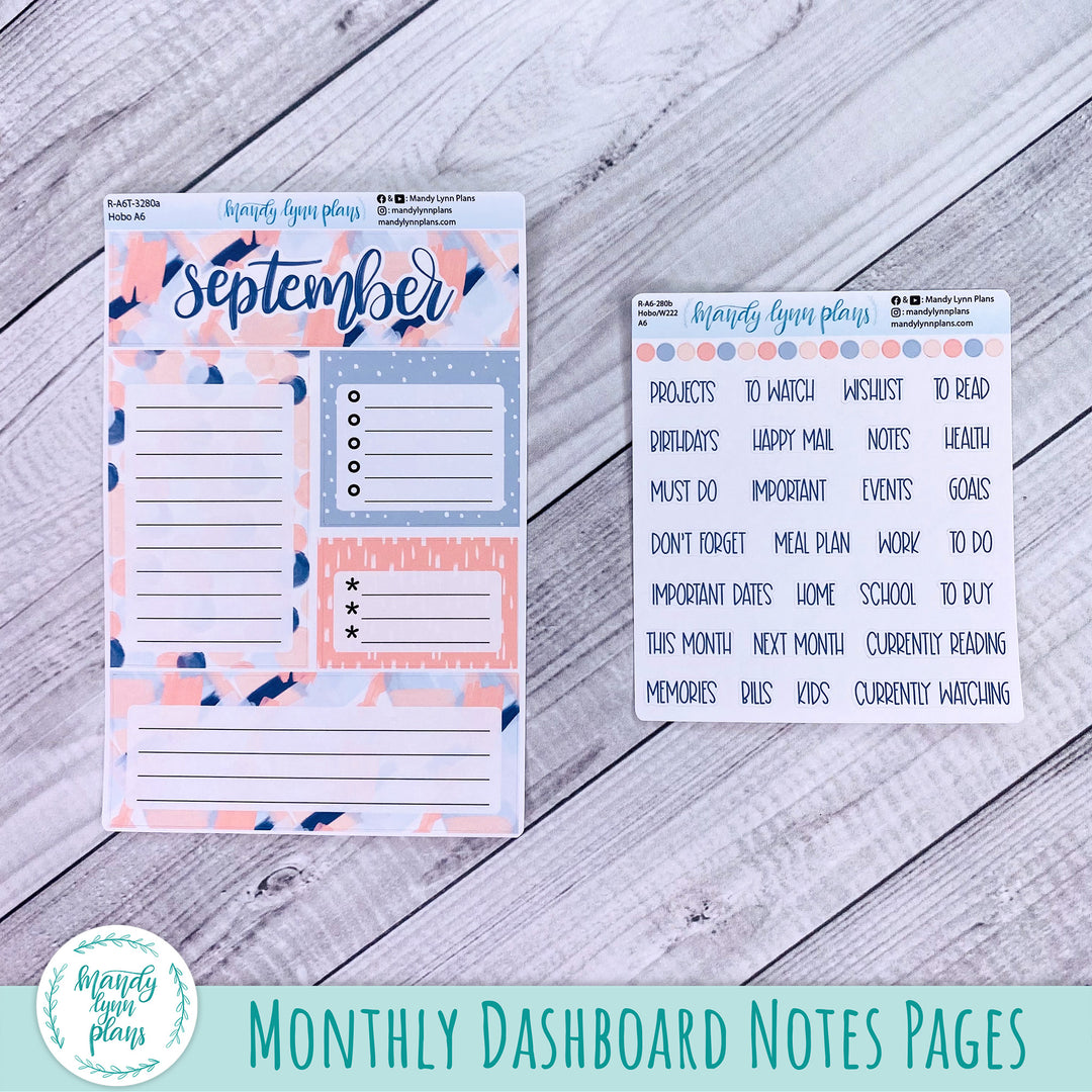 September A6 Hobonichi Dashboard || Navy Blush || R-A6T-3280