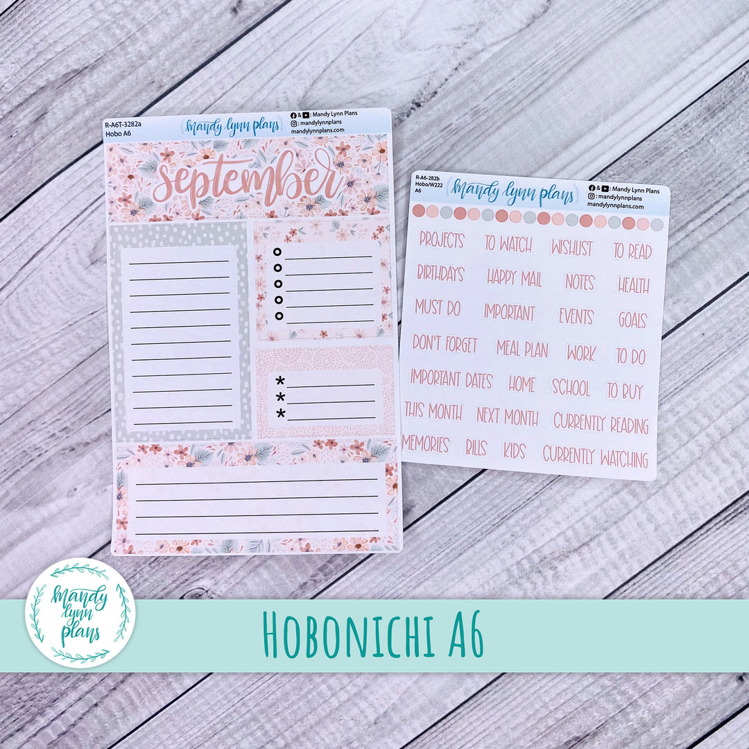 September A6 Hobonichi Dashboard || Misty Rose Floral || R-A6T-3282