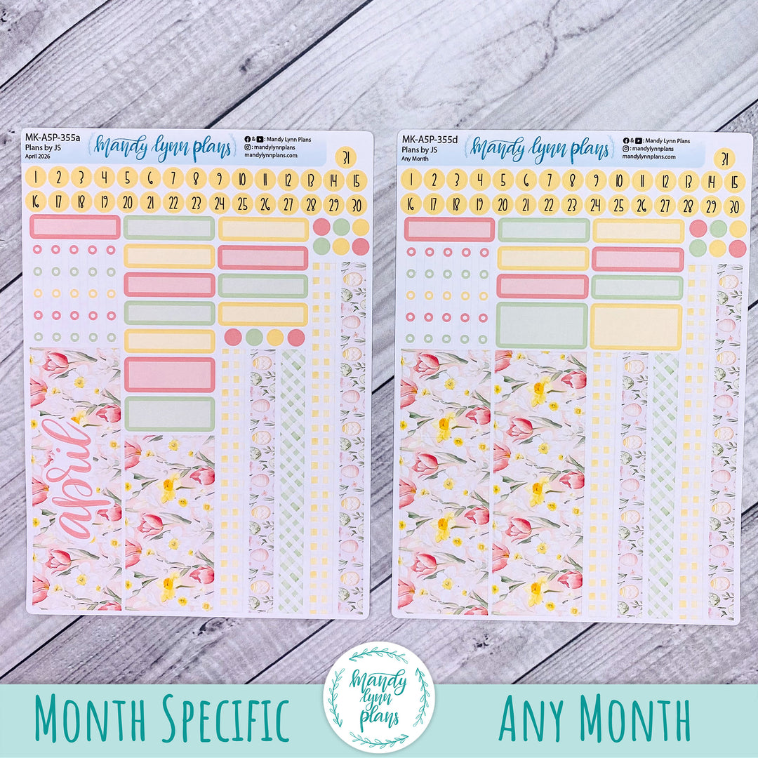 April 2026 or Any Month Monthly Kit || A5, B6, A6 Plans by Just Scribble || Happy Easter || 355