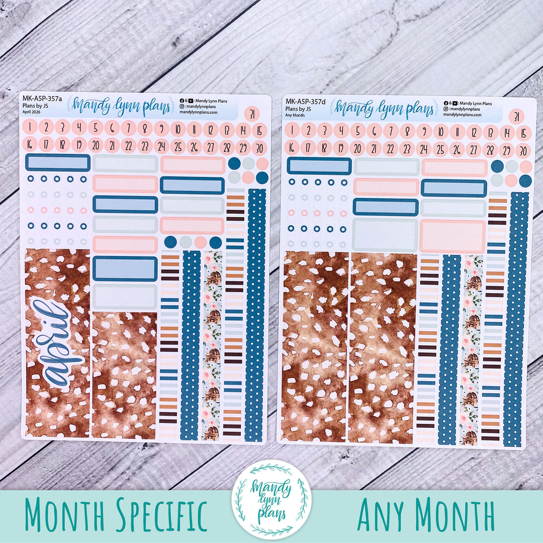 April 2026 or Any Month Monthly Kit || A5, B6, A6 Plans by Just Scribble || Fawn || 357
