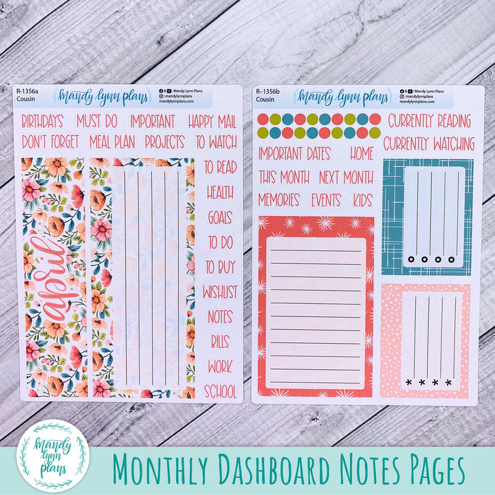 April Dashboard Kit || Hobonichi, Common Planner, Wonderland 222, Plans by Just Scribble || Mid-Century Floral || 356