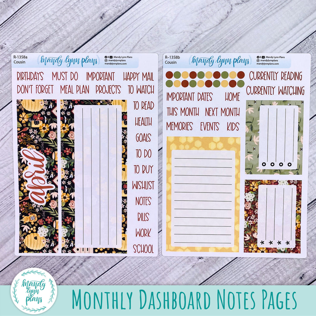 April Dashboard Kit || Hobonichi, Common Planner, Wonderland 222, Plans by Just Scribble || Honey || 358